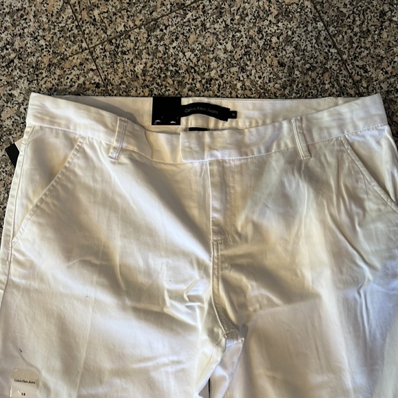 CALVIN KLEIN JEANS WHITE PANTS SIZE 14 women cotton white pants cropped pants - Picture 2 of 16
